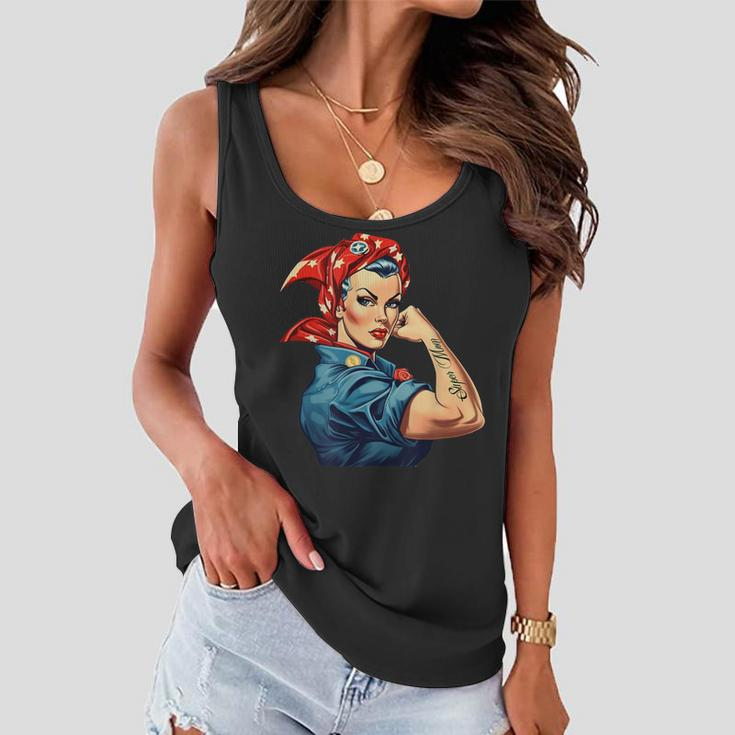 Girl Power We Can Do It Rosie The Riveter Woman Super Mom Women Flowy Tank