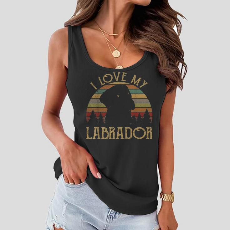 I Love My Black Lab Labrador Funny Lover Mom Dad Themed Gift Women Flowy Tank