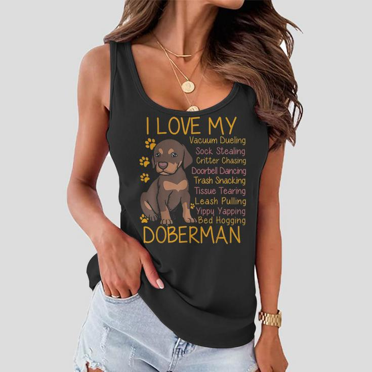 I Love My Red Doberman Dobie Mom Dad Gifts Youth Kid Lovers Women Flowy Tank