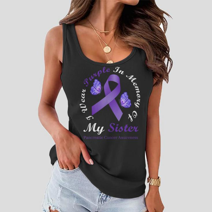 I Wear Purple In Memory Of My Sister Pancreatic Cancer Women Flowy Tank