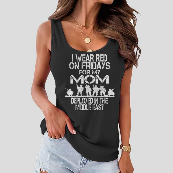 I Wear Red On Fridays For My Mom Us Military Deployed Women Flowy Tank