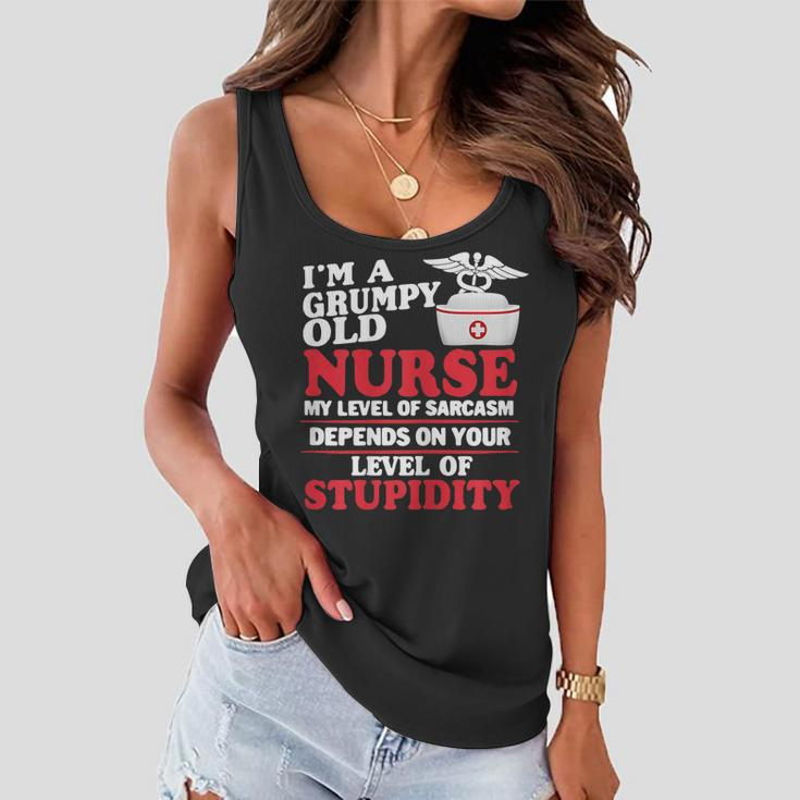 Im A Grumpy Old Nurse My Level Of Sarcasm Nurse Gift Gift For Womens Women Flowy Tank