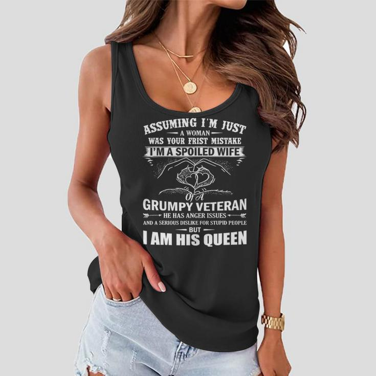Im A Spoiled Wife Of A Grumpy Veteran Matching Family Gift Women Flowy Tank
