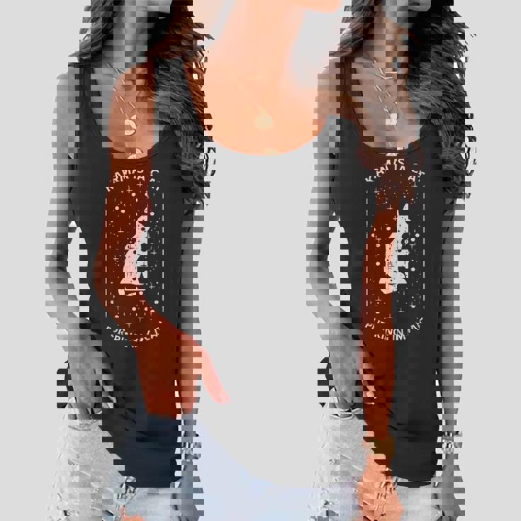 Karma Is Cat Music Funny Celestial Pet Girls Boys Kids Youth Women Flowy Tank