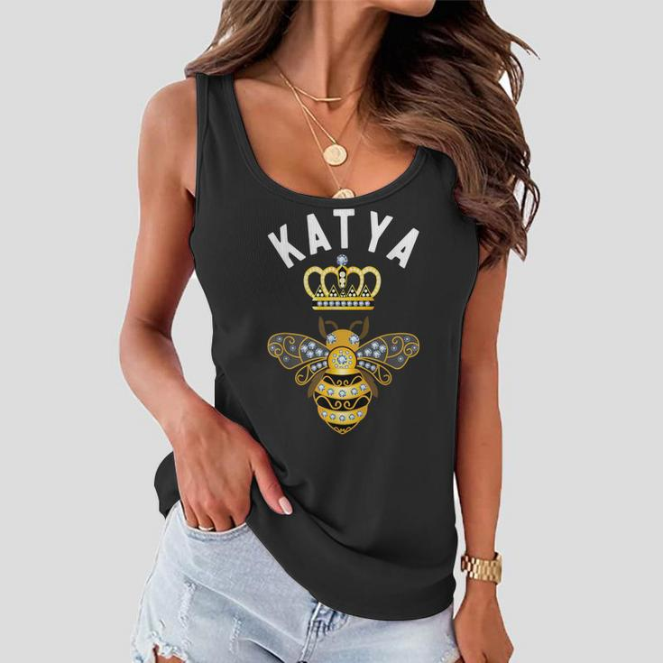 Katya Name Katya Birthday Gifts Queen Crown Bee Katya Women Flowy Tank