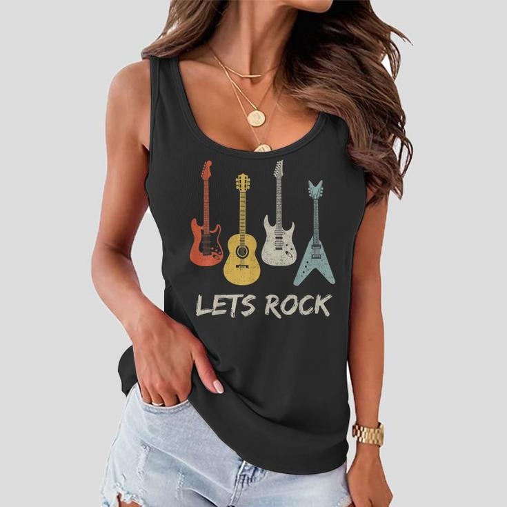 Lets Rock Rock N Roll Guitar Retro Gift Men Women Women Flowy Tank
