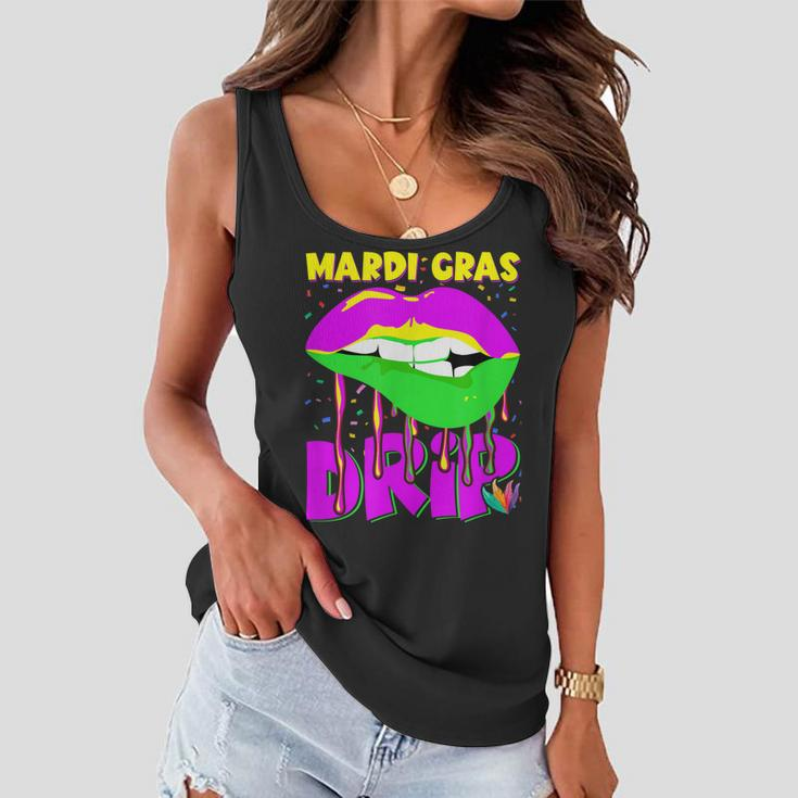 Mardi Gras Drip Lips Outfit Costume Women Women Flowy Tank