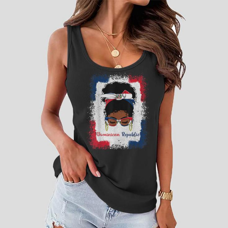 Messy Bun Dominican Republic Flag Womens Woman Girl Women Flowy Tank