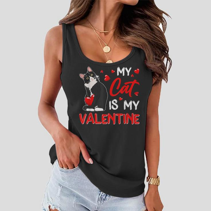 My Cat Is My Valentine Cute Valentines Day Cat Dad Cat Mom Women Flowy Tank