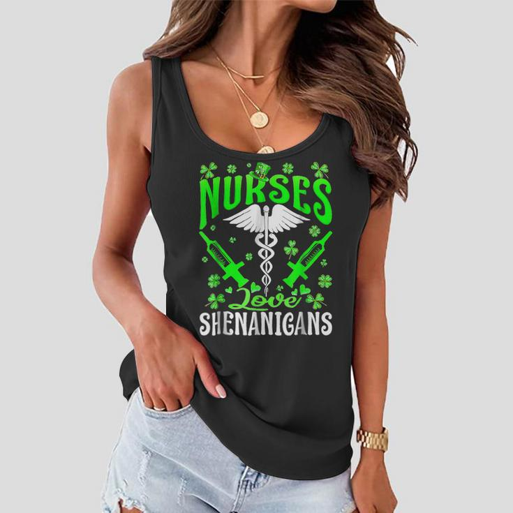 Nurses Love Shenanigans Funny St Patricks Day Nursing Women Flowy Tank