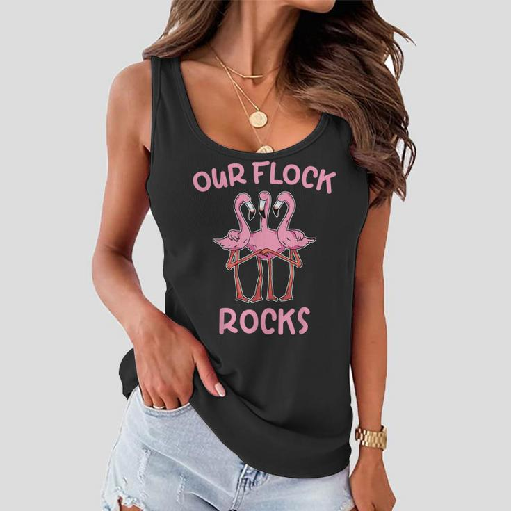 Our Flock Rocks Flamingo Matching Family Vacation Group Women Flowy Tank