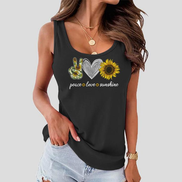 Peace Love Sunshine Sunflower Hippie Sunflower Lover Gifts Women Flowy Tank