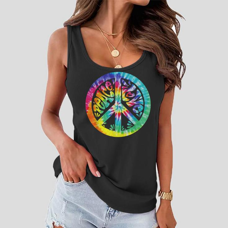 Peace Sign Love Tie Dye 60S 70S Hippie Costume Girls Women Women Flowy Tank