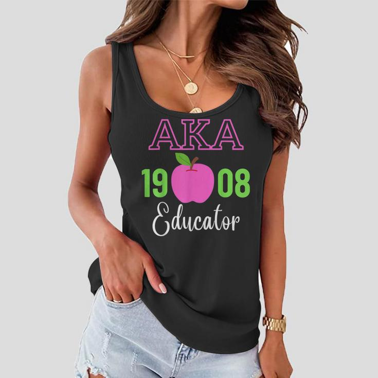 Pink Green Aka Educator Black History Month Teacher Squad Women Flowy Tank