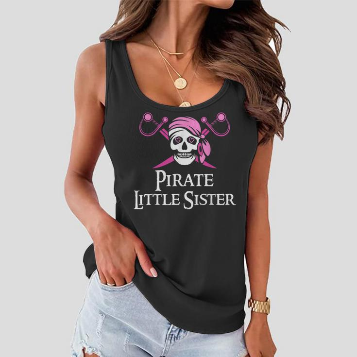 Pink Pirate Little Sister Skull And Crossbones Flag Women Flowy Tank