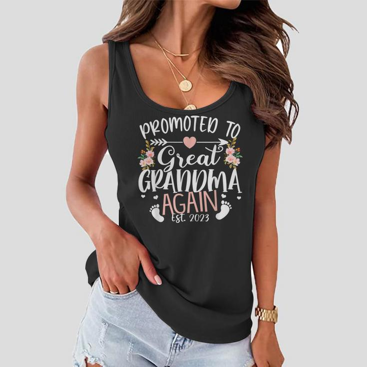 Promoted To Great Grandma Again 2023 Pregnancy Announcement Women Flowy Tank