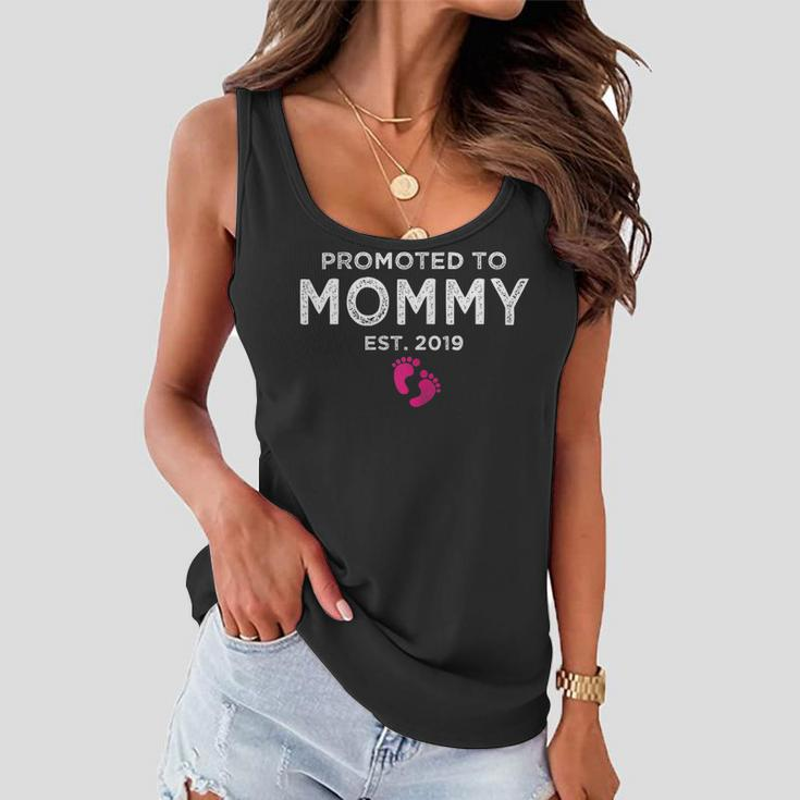 Promoted To Mommy 2019 Distressed Gift For New Moms Gift For Womens Women Flowy Tank