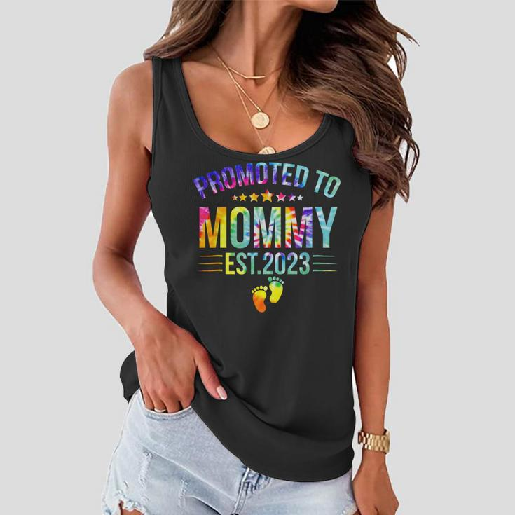 Promoted To Mommy Est 2023 New Mom Gift Tie Dye Mothers Day Women Flowy Tank