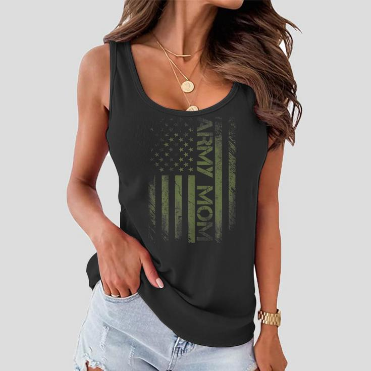 Proud Army Mom Funny Pride Military Mother American Flag Gift For Womens Women Flowy Tank