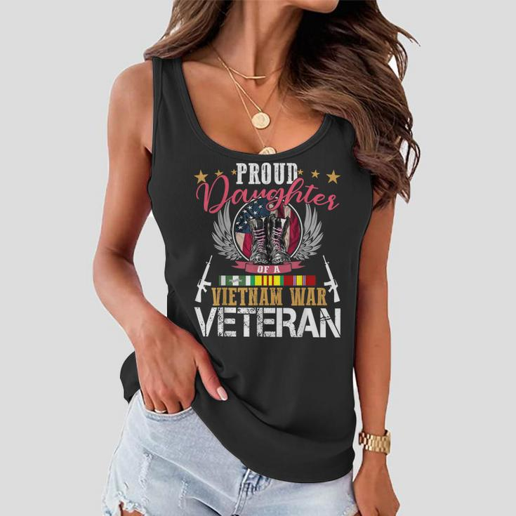 Proud Daughter Vietnam War Veteran American Flag Military Women Flowy Tank