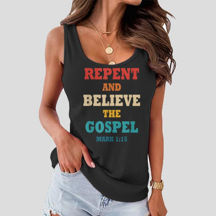 Repent And Believe In The Gospel Christian Bible Women Flowy Tank