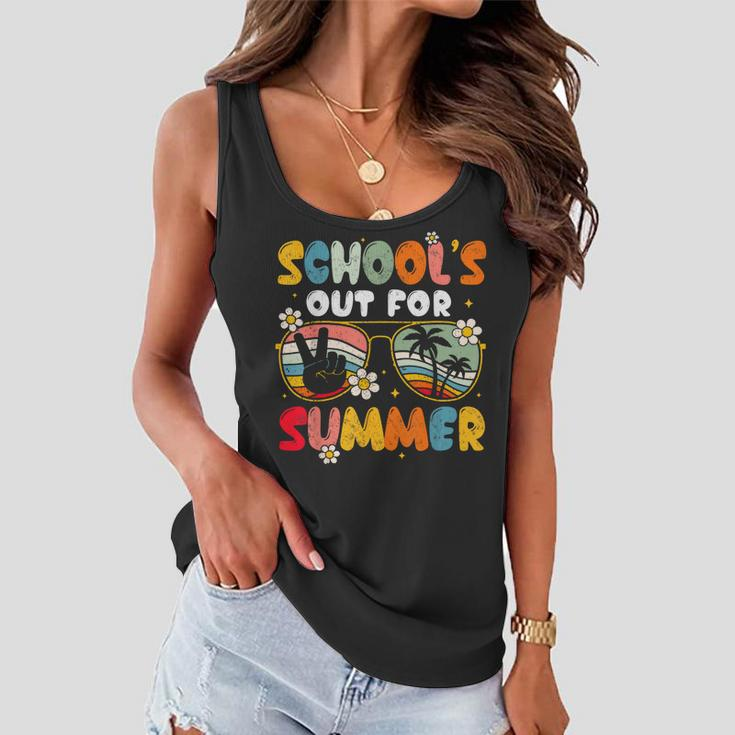 Retro Last Day Of Schools Out For Summer Teacher Boys Girls Women Flowy Tank