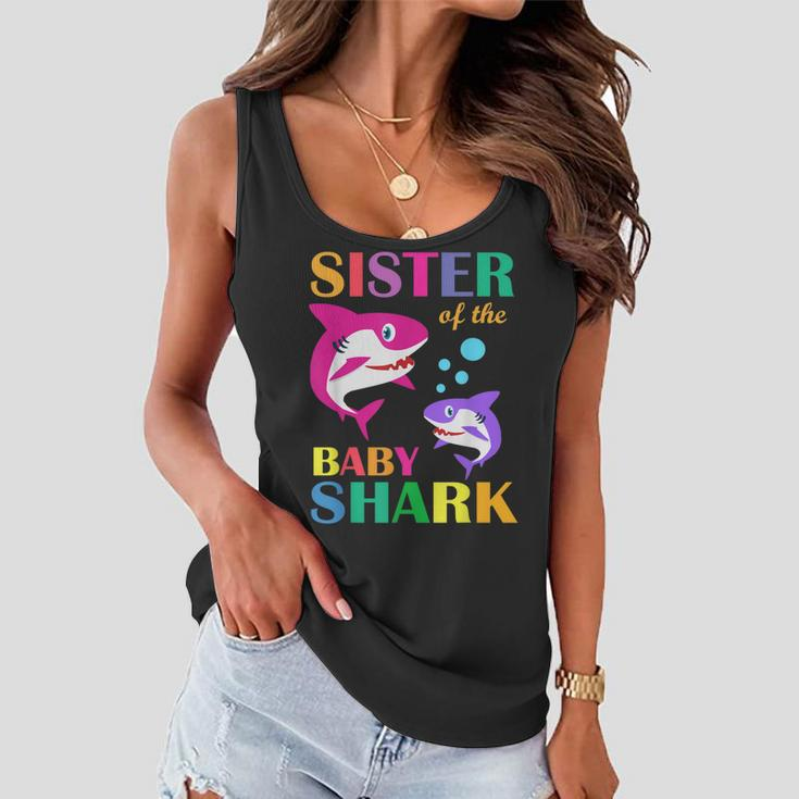Sister Of The Baby Birthday Shark Sister Shark Mothers Day Women Flowy Tank