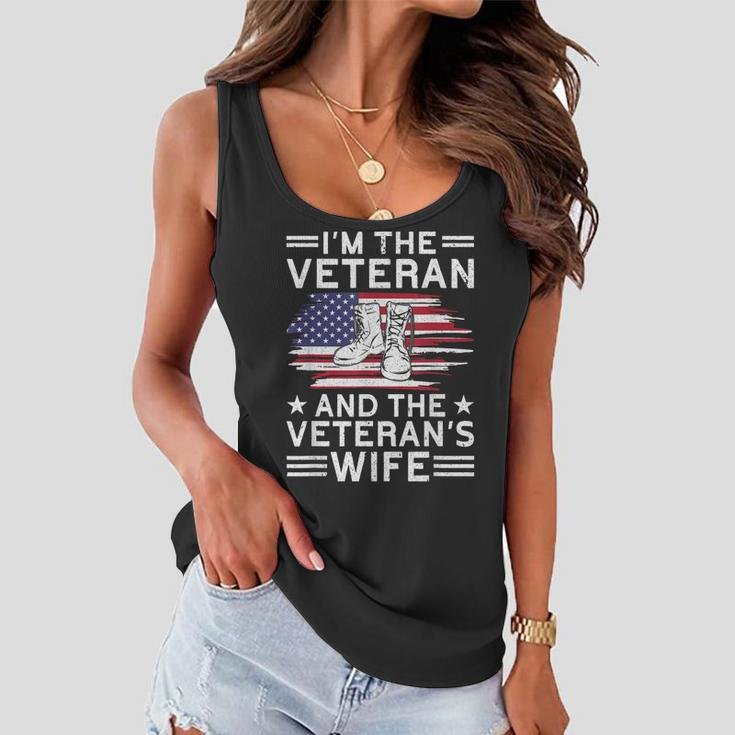 The Veteran & The Veterans Wife Proud American Veteran Wife Women Flowy Tank