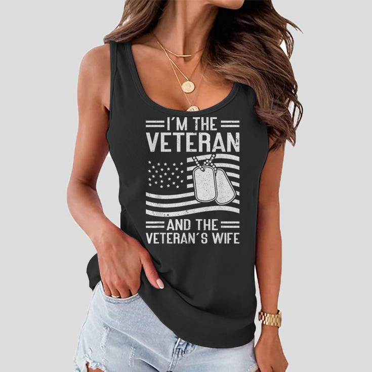 The Veteran & The Veterans Wife Proud American Veteran Wife Women Flowy Tank