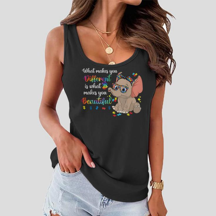 What Makes You Different Autism Awareness Kids Elephant Mom Women Flowy Tank