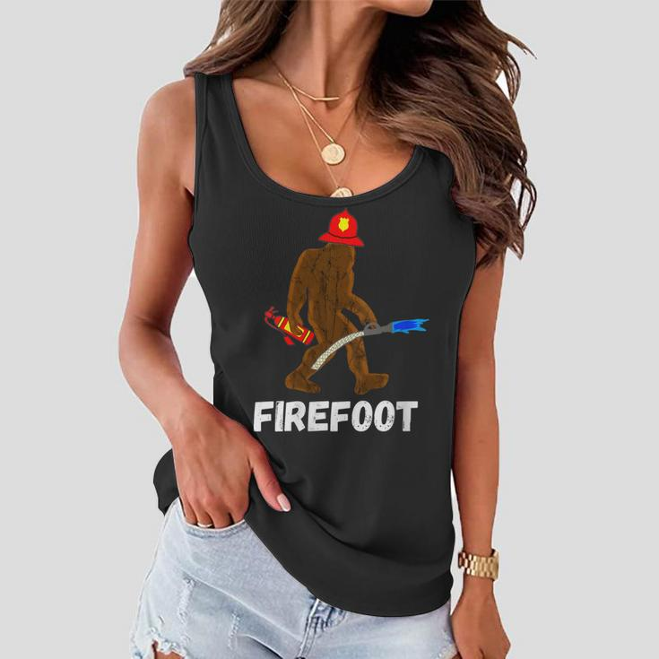 Womens Fire Fighter Bigfoot Fireman Funny Sasquatch Firefighter Women Flowy Tank