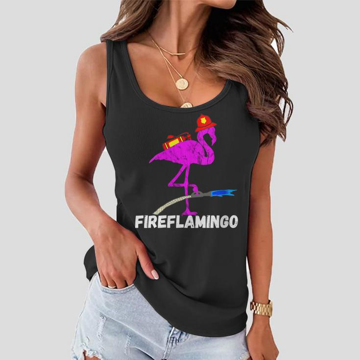 Womens Fire Fighter Flamingo Exotic Bird Funny Firefighter Fireman Women Flowy Tank
