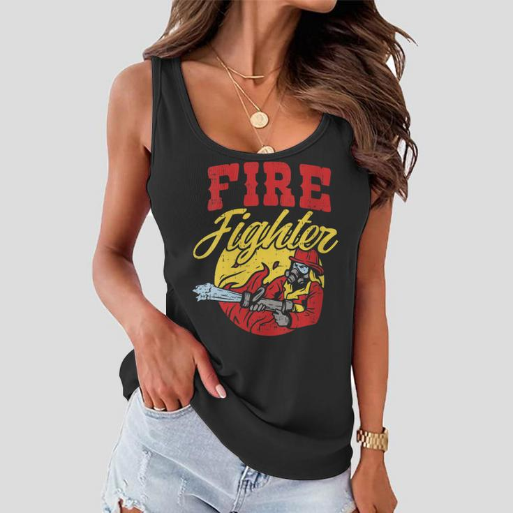 Womens Fire Fighter With Water Hose Fighting The Fire Gift Women Flowy Tank