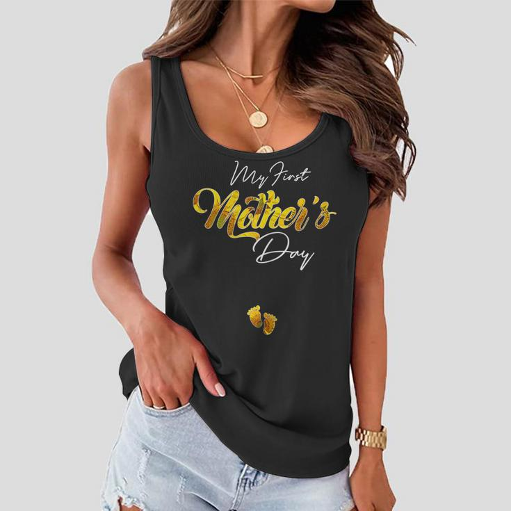 Womens My First Mothers Day Pregnancy Announcement Shirt Mom To Be V2 Women Flowy Tank