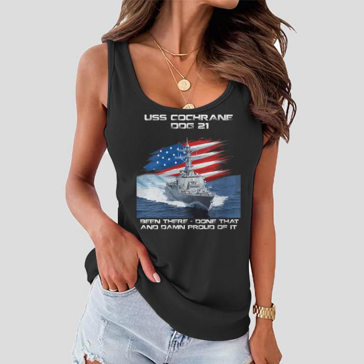 Womens Uss Cochrane Ddg-21 Destroyer Ship Usa Flag Veteran Day Xmas Women Flowy Tank