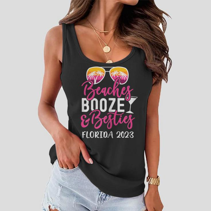 Womens Vacation Girls Trip Florida 2023 Beaches Booze And Besties Women Flowy Tank