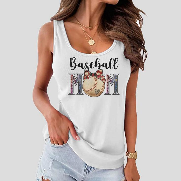 Baseball Mom Messy Bun Funny Baseball Mothers Day 2023 Women Flowy Tank