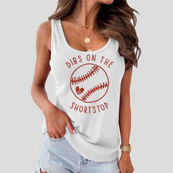Dibs On The Shortstop Funny Baseball Wife Husband Love Women Flowy Tank