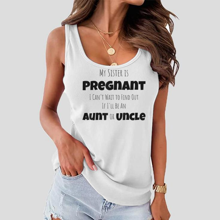 Funny New Uncle Aunt Gender Reveal Sister Women Flowy Tank