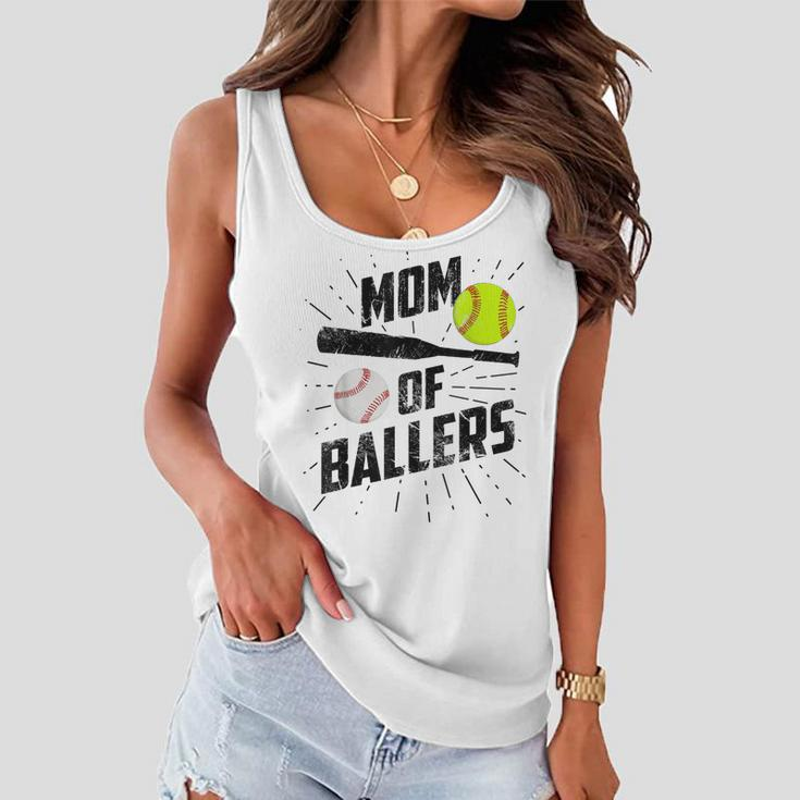 Mom Of Ballers Funny Baseball Softball Game Mothers Day Gift Women Flowy Tank