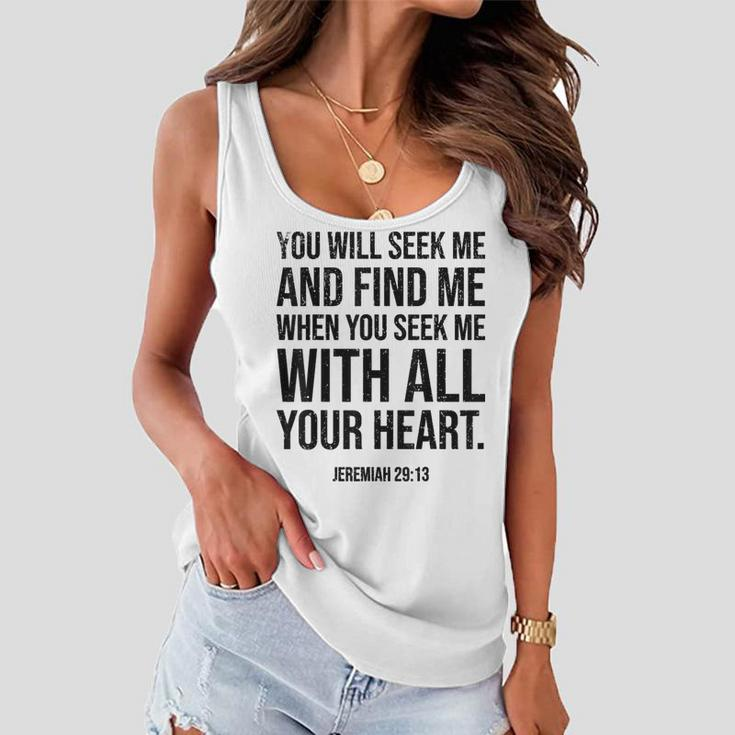 Vintage Christian Bible Verse You Will Seek Me And Find Me Women Flowy Tank