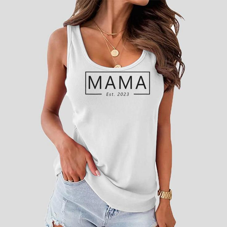Womens Mama Est 2023 Promoted To Mommy Mothers Day 2023 Women Flowy Tank