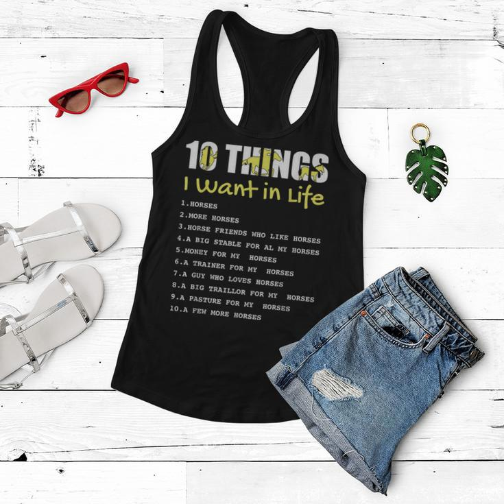 10 Things I Want In Life Horse Funny Horse Gift For Girls Women Flowy Tank