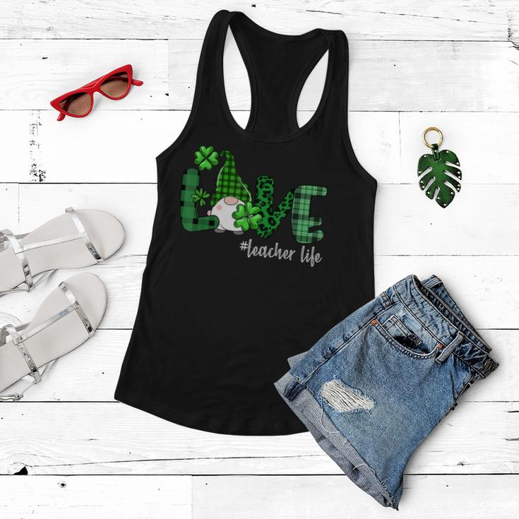 Gnome Teacher St Patricks Day Love Teacher Life Shamrock  Women Flowy Tank