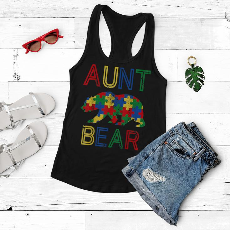Autism Aunt Funny Bear Awareness Family Mothers Day Gifts Women Flowy Tank
