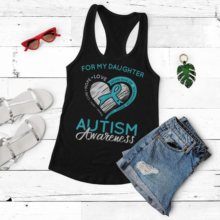 Autism Awareness Ribbon BlueFor My Daughter Support Women Flowy Tank