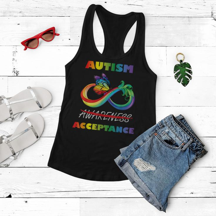 Autism - Red Instead Infinity - Acceptance Butterfly Women Flowy Tank
