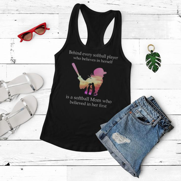 Behind Every Softball Player Is A Softball Mom Gifts Women Flowy Tank