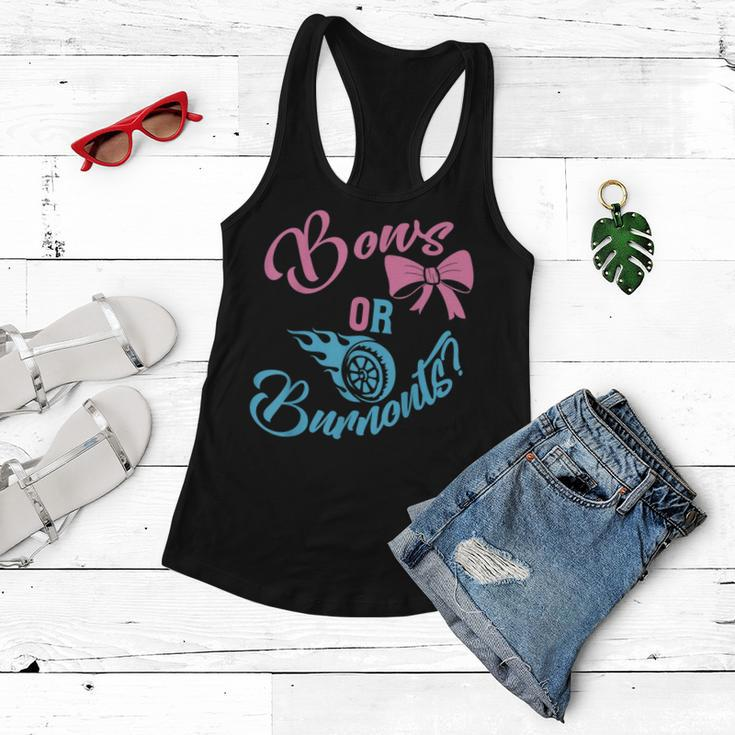 Bows Or Burnouts Gender Reveal Idea For New Mom Or New Dad Women Flowy Tank