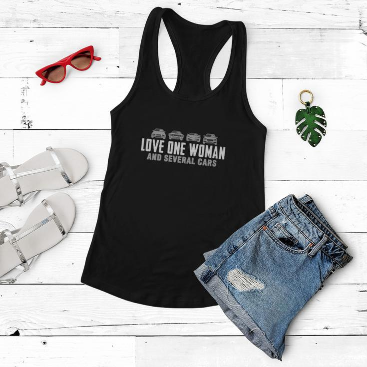 Car Lovers Love One Woman And Several Cars Women Flowy Tank